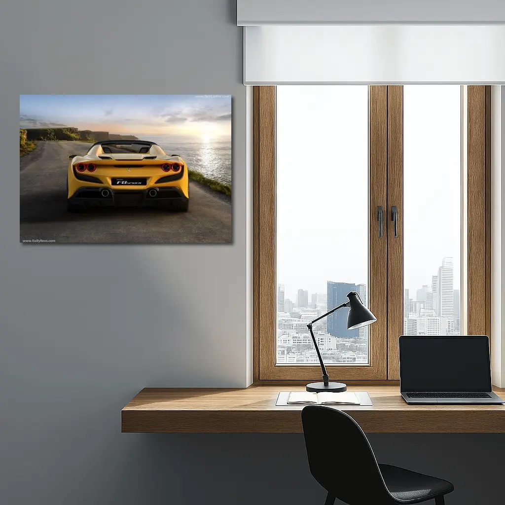 Ferrari F8 Spider Yellow Coastal Road – Wall Art