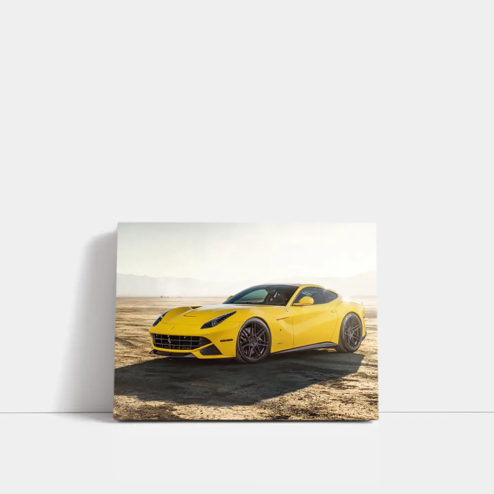 Yellow Ferrari F12 Desert Dry Lake – Wall Art