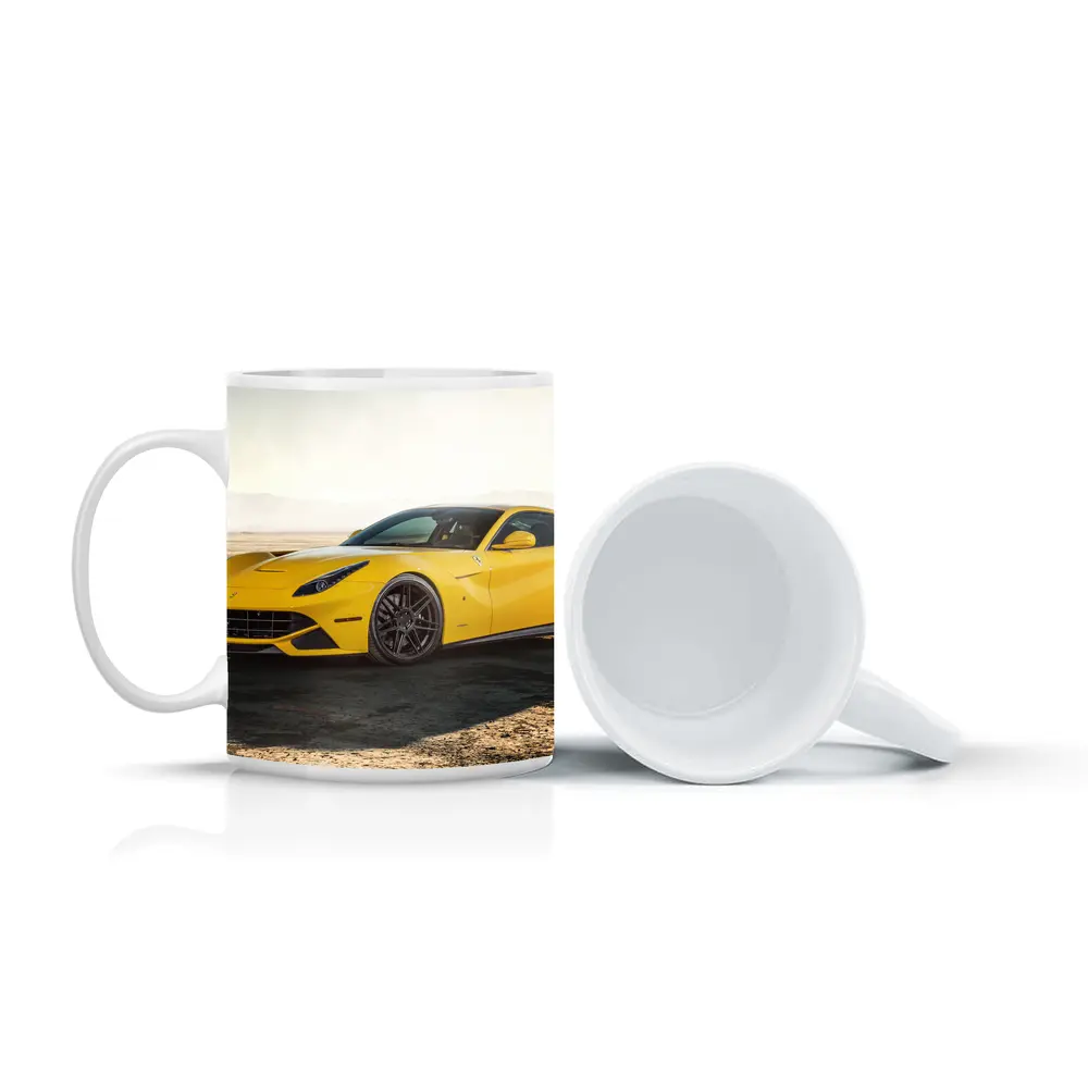 Yellow Ferrari F12 Desert Dry Lake – Mugs