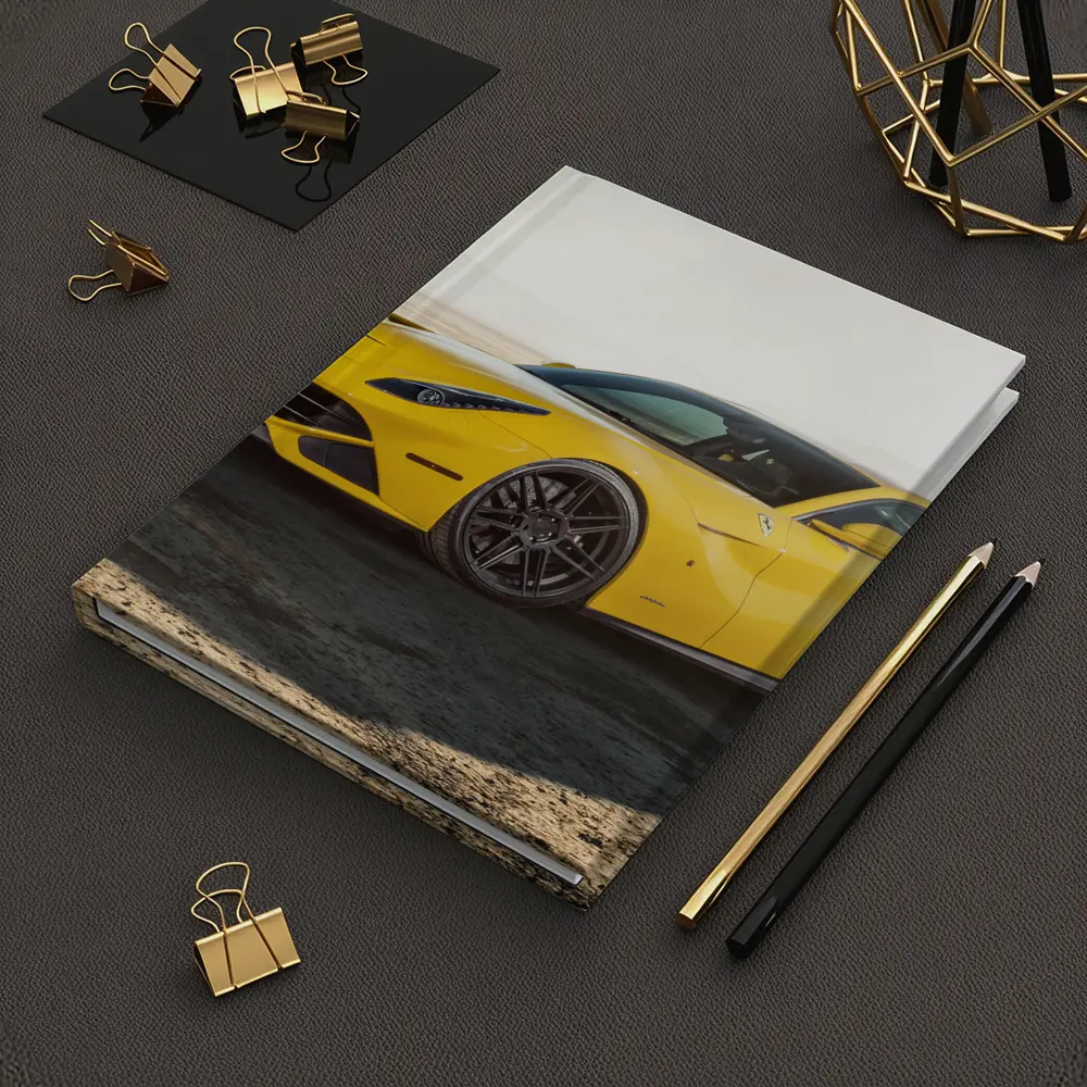 Yellow Ferrari F12 Desert Dry Lake – Notebooks