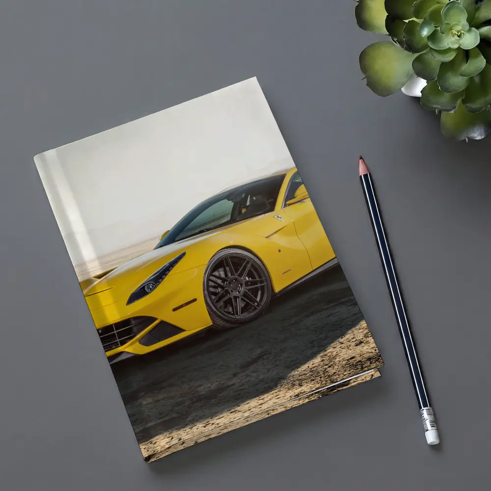 Yellow Ferrari F12 Desert Dry Lake – Notebooks