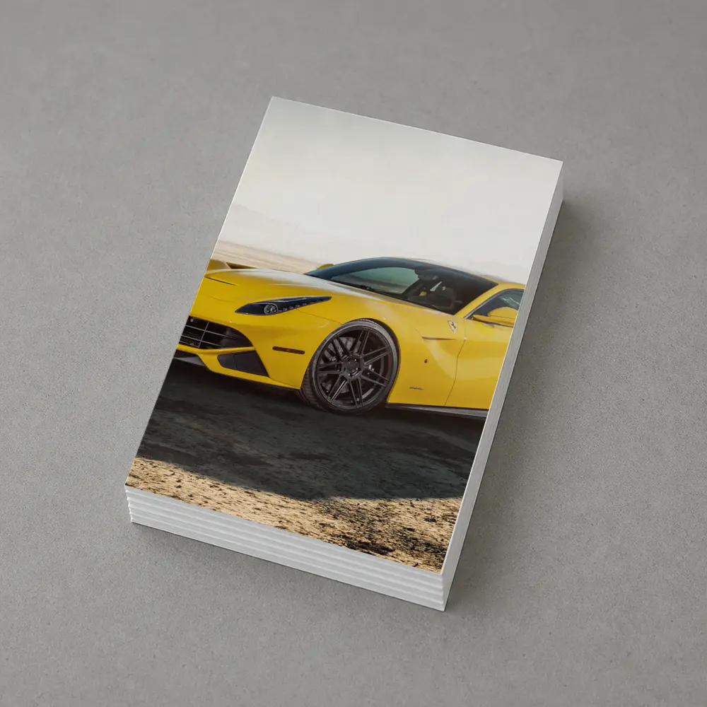 Yellow Ferrari F12 Desert Dry Lake – Postcards