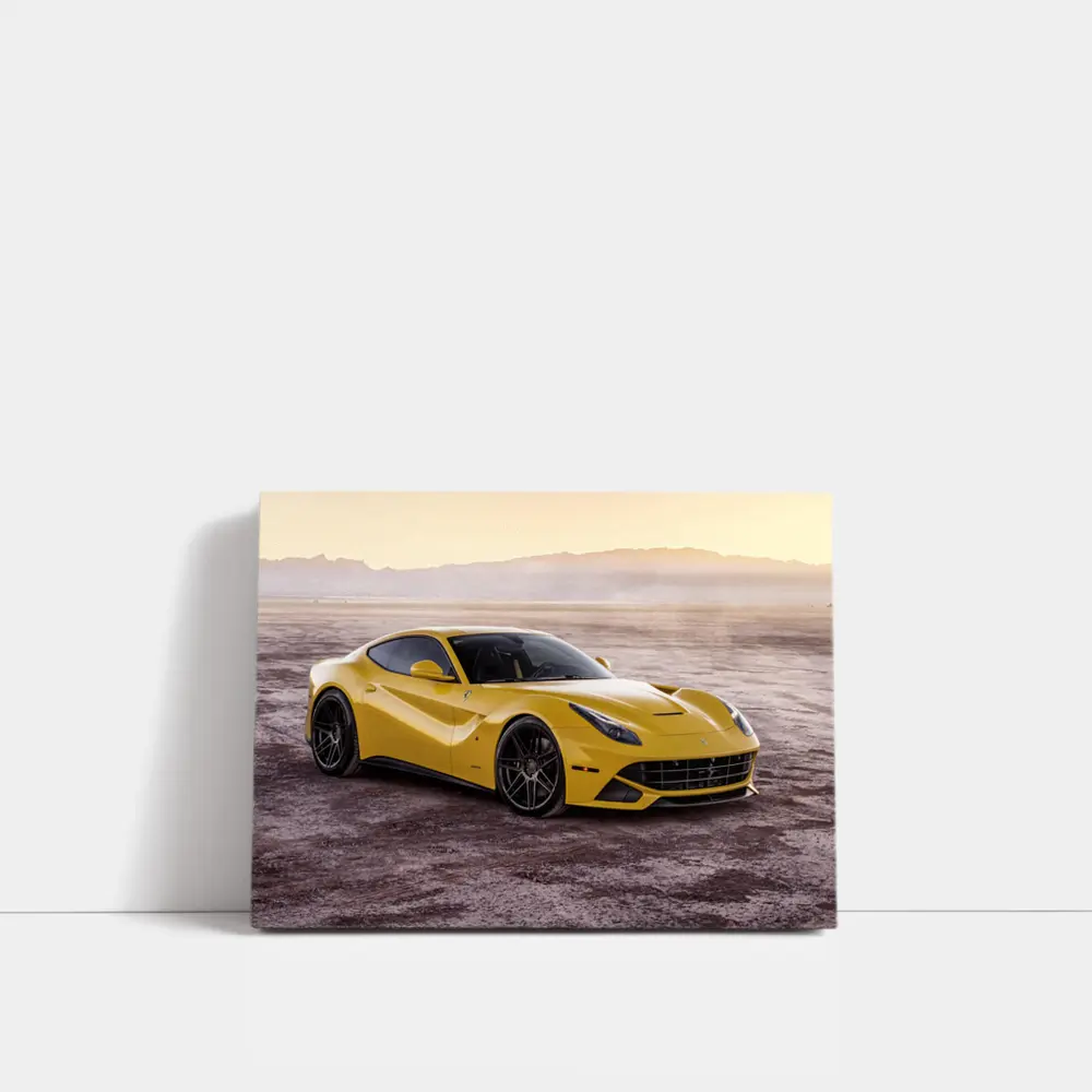 Yellow Ferrari F12 Desert Flat Landscape – Wall Art