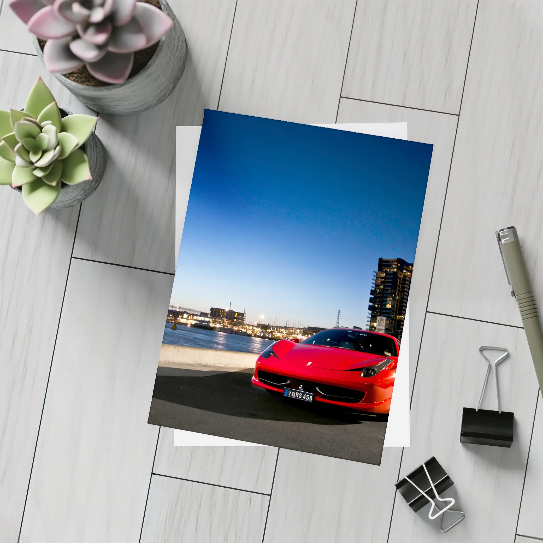 Ferrari 458 Italia Red City Dusk – Postcards