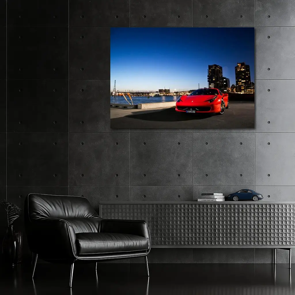 Ferrari 458 Italia Red City Dusk – Wall Art