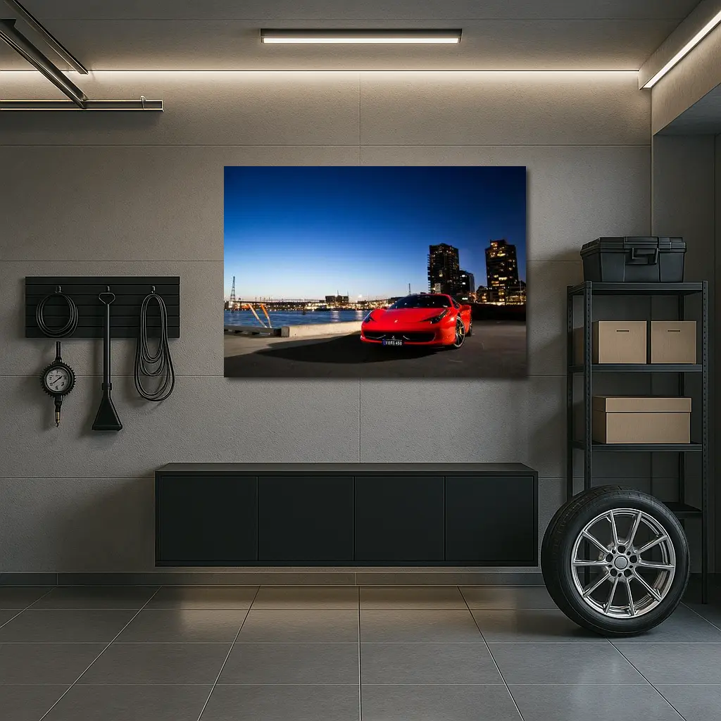 Ferrari 458 Italia Red City Dusk – Wall Art