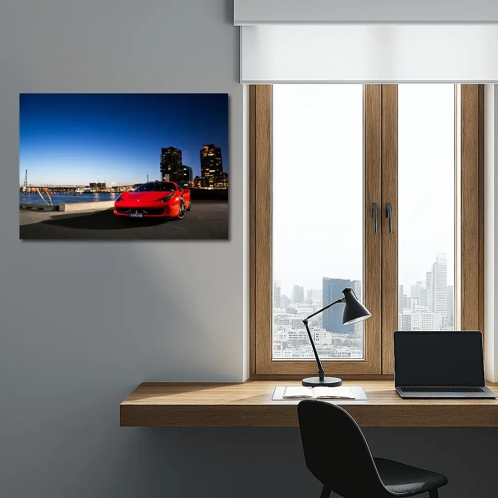 Ferrari 458 Italia Red City Dusk – Wall Art