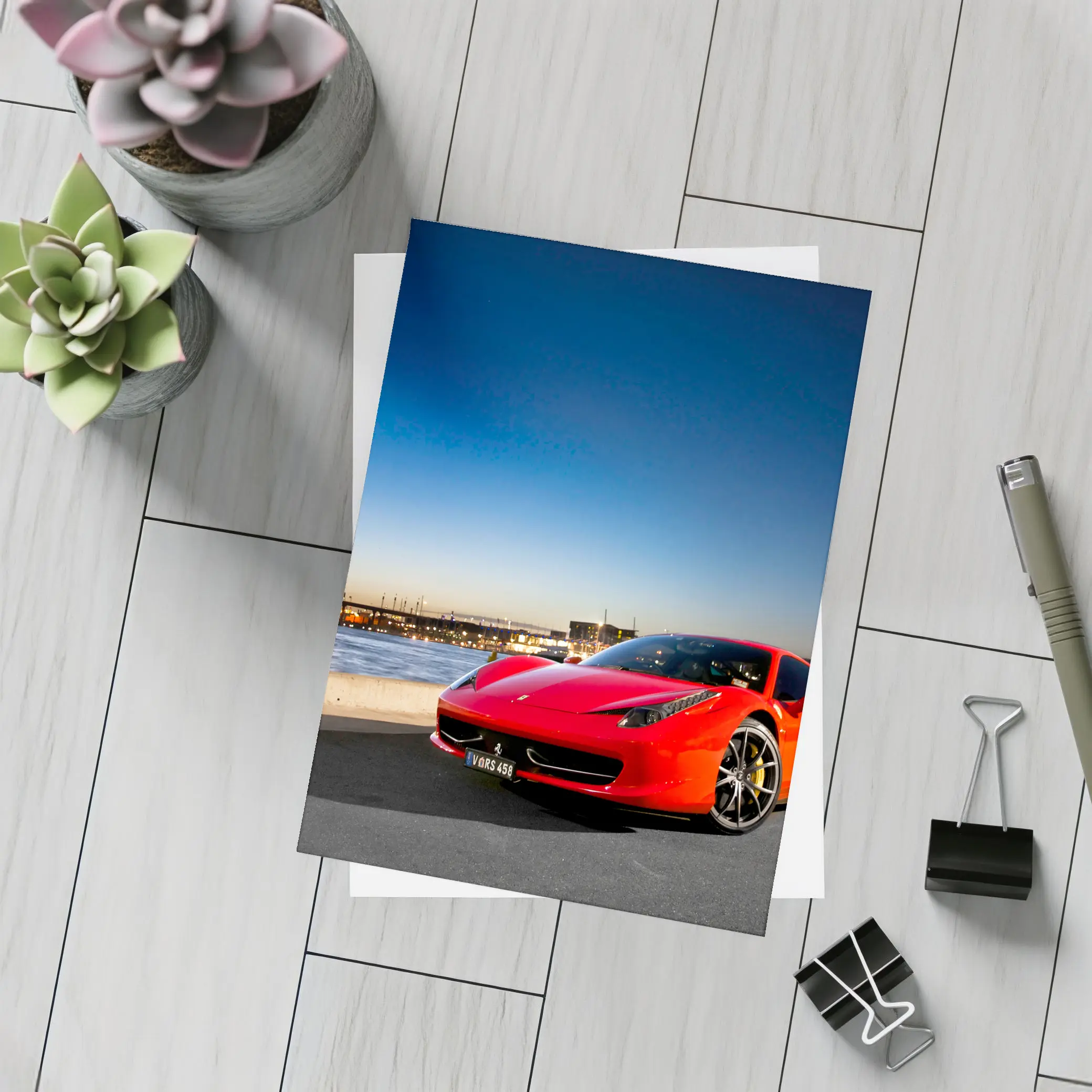 Ferrari 458 Italia Red City Dusk – Postcards