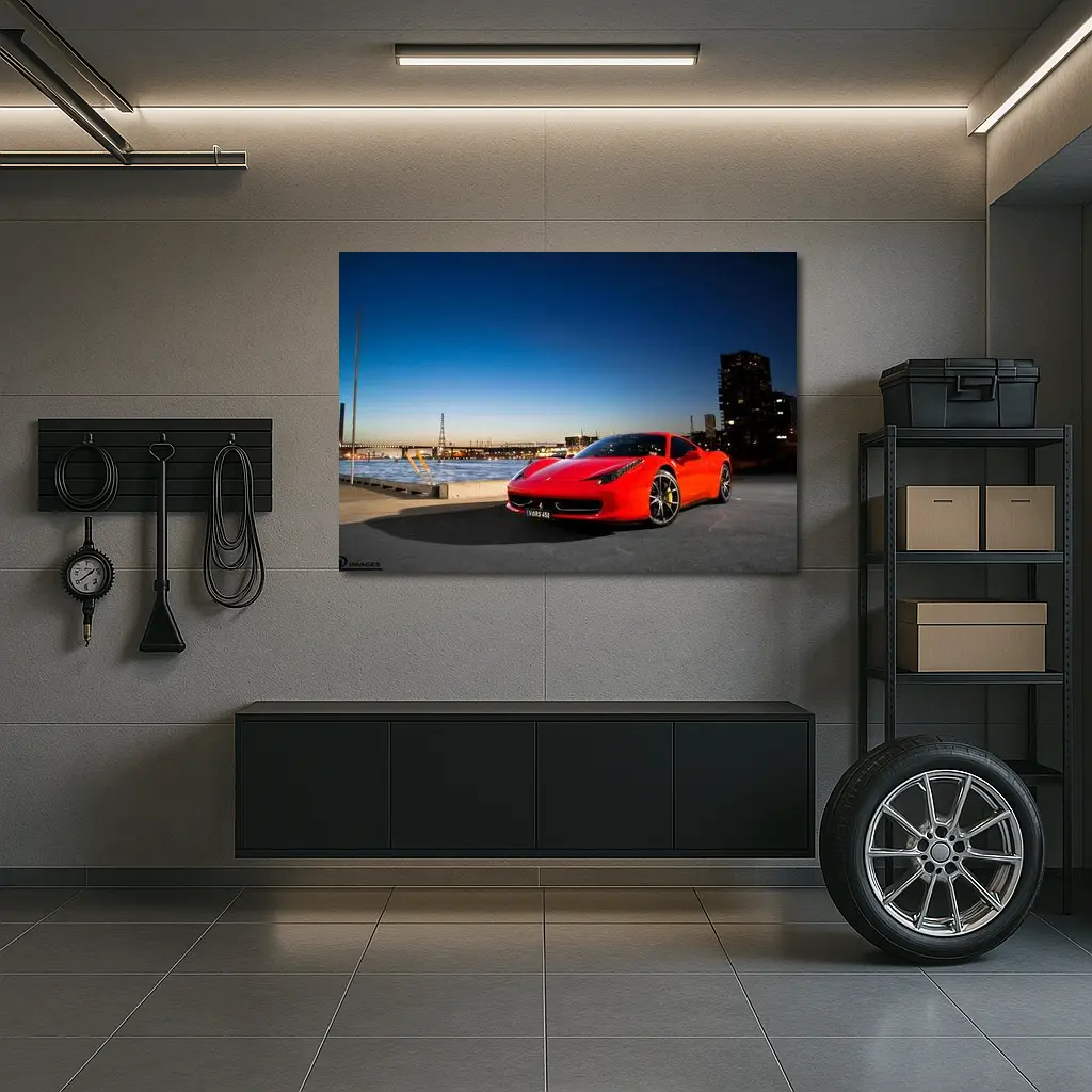 Ferrari 458 Italia Red City Dusk – Wall Art