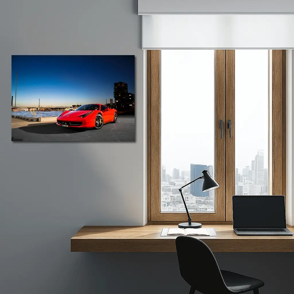 Ferrari 458 Italia Red City Dusk – Wall Art