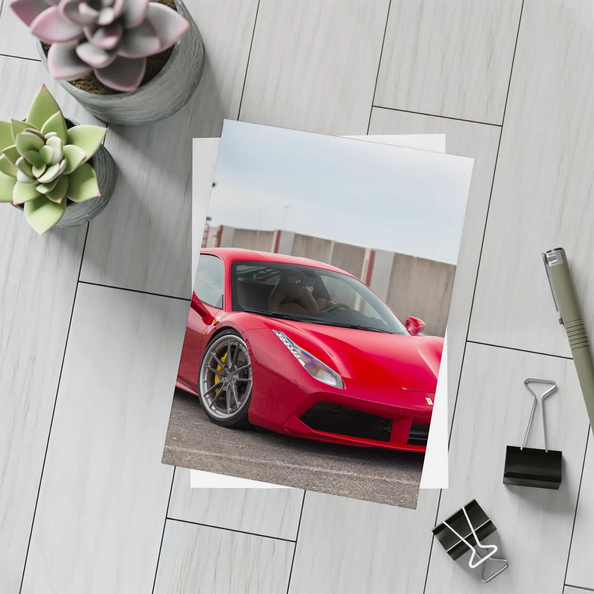 Ferrari 488 GTB Red Supercar Track Setting – Postcards