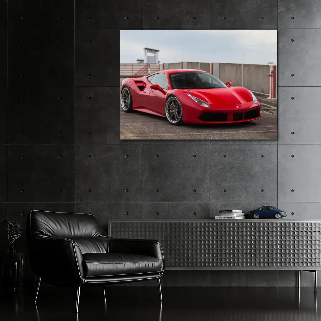 Ferrari 488 GTB Red Supercar Track Setting – Wall Art