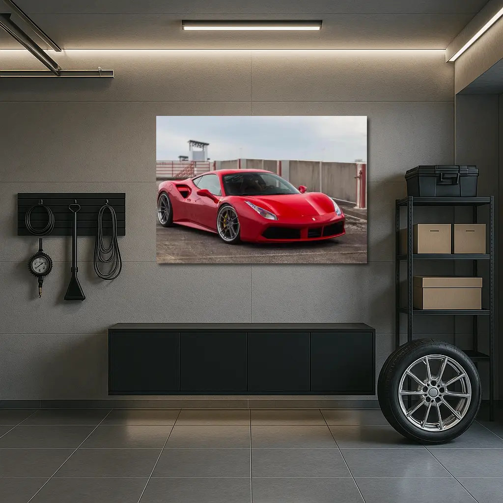 Ferrari 488 GTB Red Supercar Track Setting – Wall Art