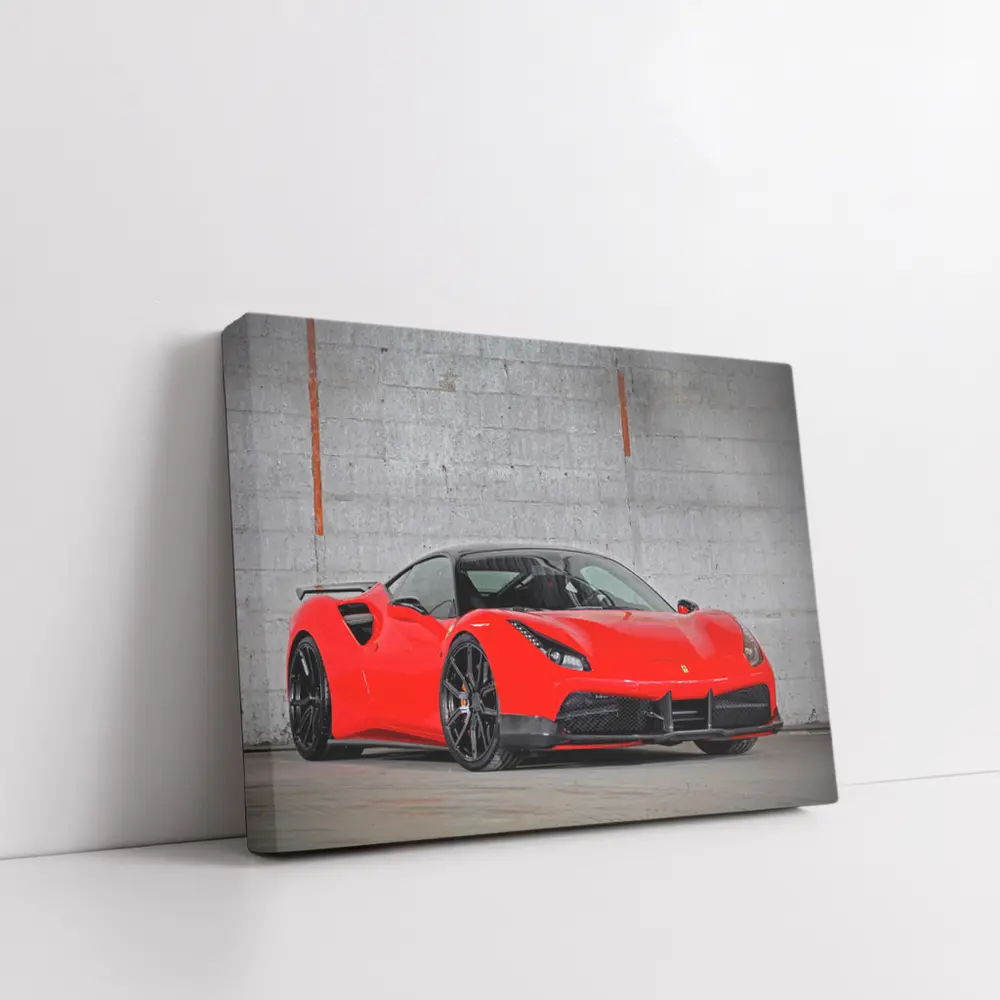 Ferrari 488 GTB Red Against Concrete Wall – Wall Art