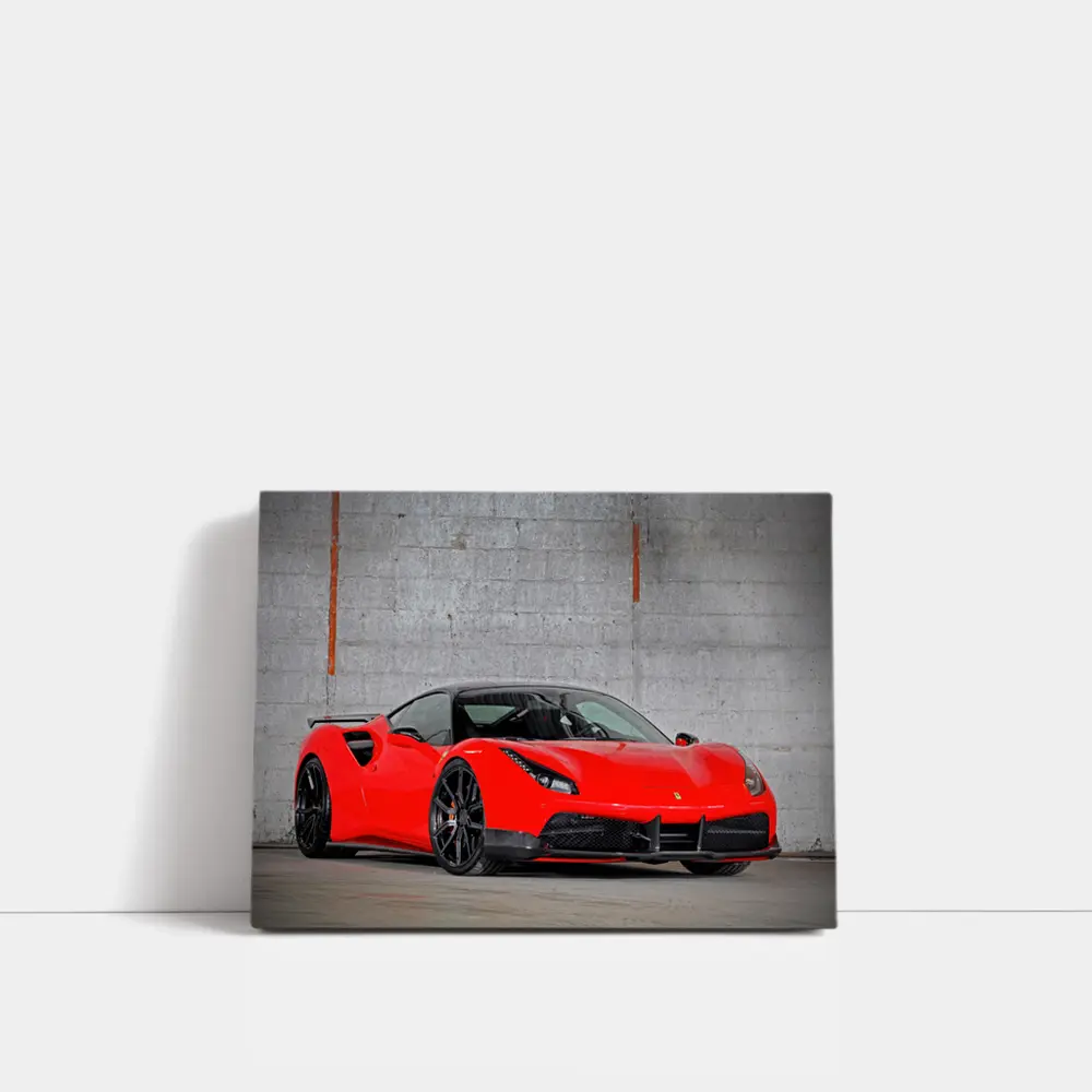 Ferrari 488 GTB Red Against Concrete Wall – Wall Art
