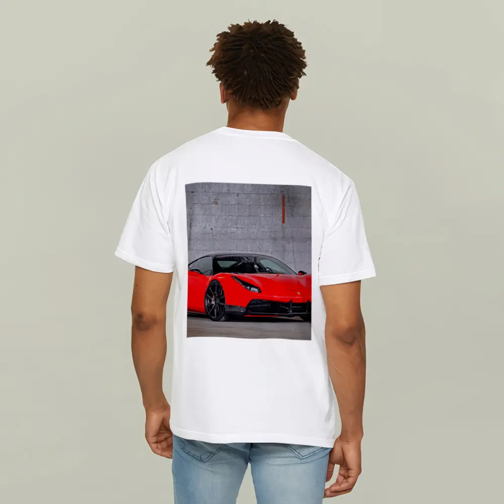 Ferrari 488 GTB Red Against Concrete Wall – T-Shirts