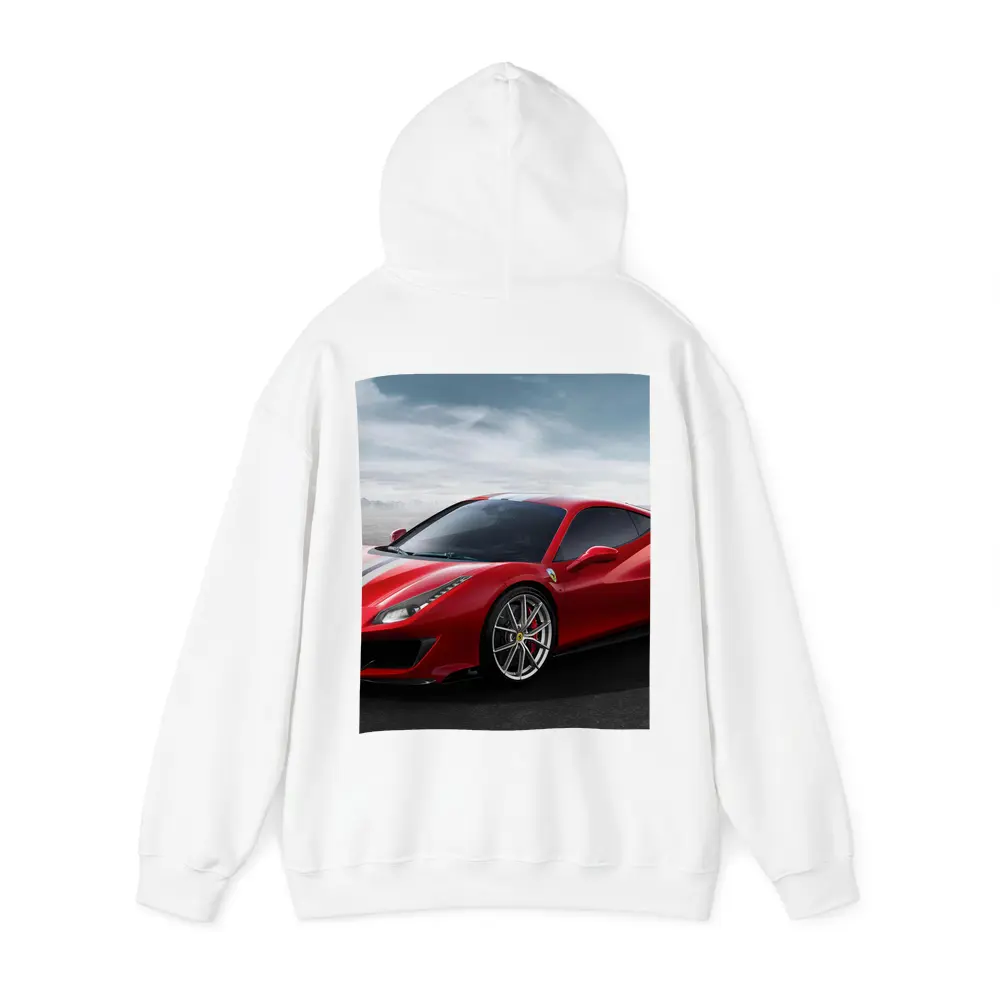 Ferrari 488 Pista Red Supercar Desert Background – Hoodies