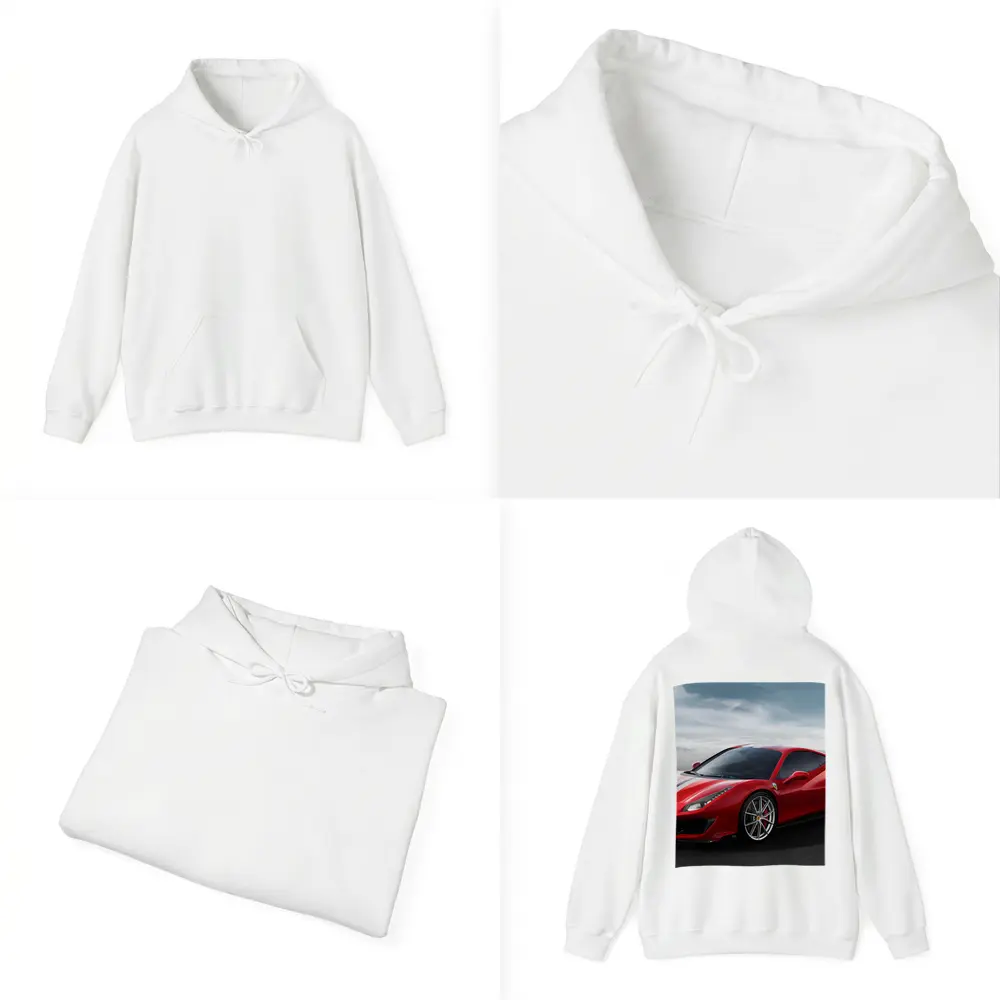 Ferrari 488 Pista Red Supercar Desert Background – Hoodies