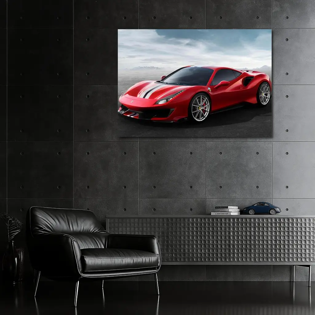 Ferrari 488 Pista Red Supercar Desert Setting – Wall Art