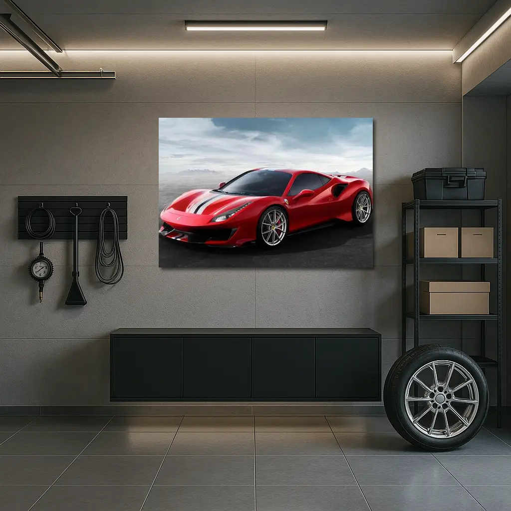Ferrari 488 Pista Red Supercar Desert Setting – Wall Art
