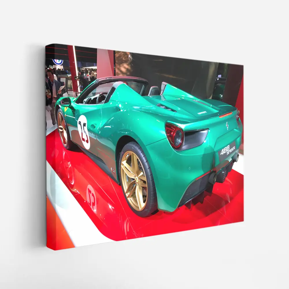 Ferrari 488 Spider Green Gold Wheels Display – Wall Art