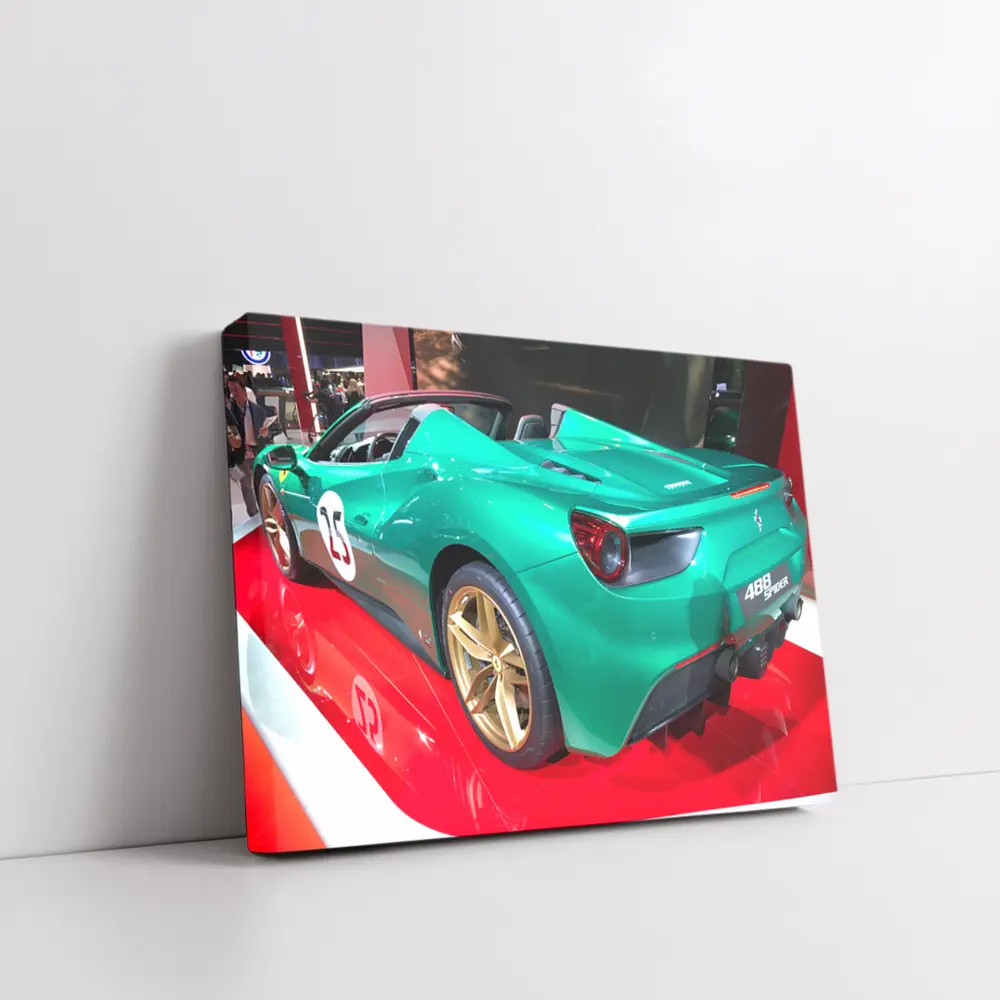 Ferrari 488 Spider Green Gold Wheels Display – Wall Art