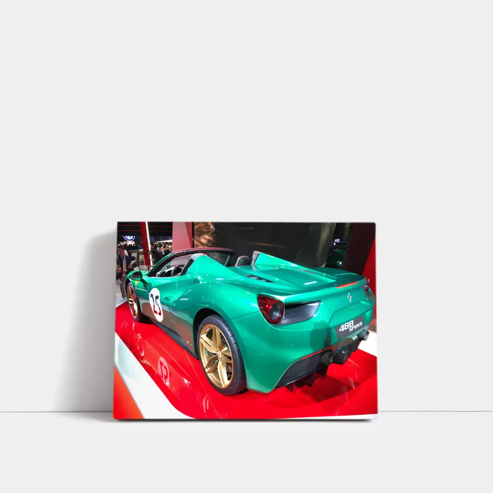 Ferrari 488 Spider Green Gold Wheels Display – Wall Art