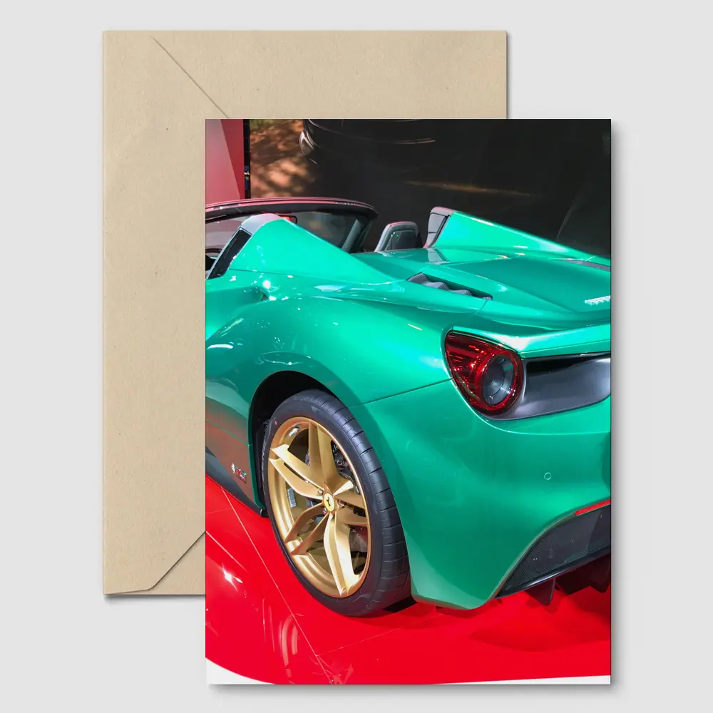 Ferrari 488 Spider Green Gold Wheels Display – Postcards