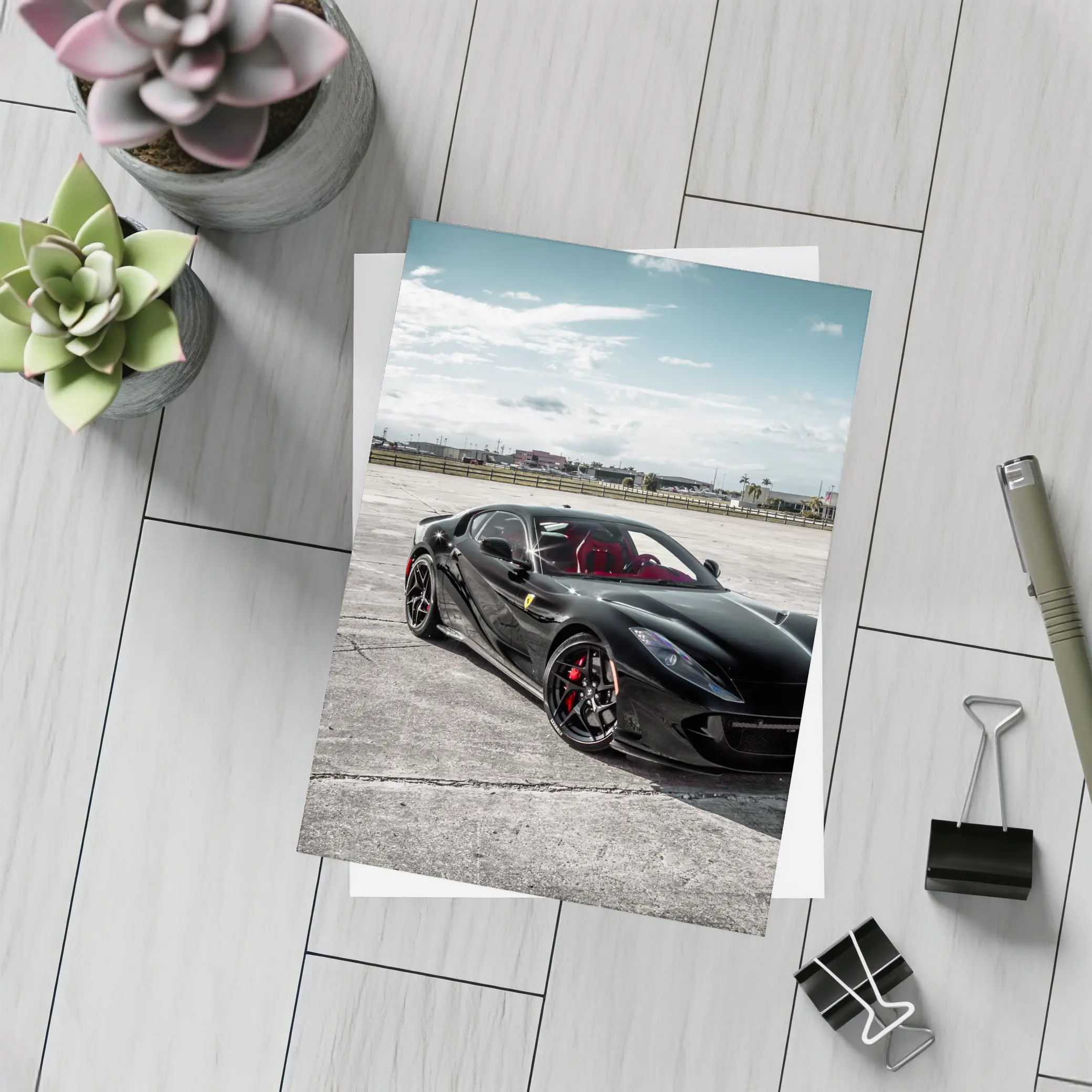 Ferrari 812 Superfast Black On Track – Postcards