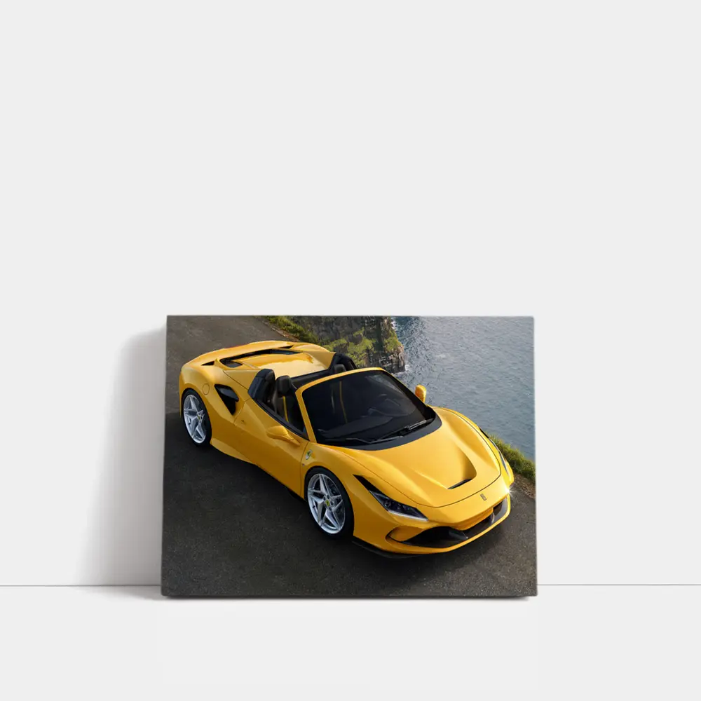 Ferrari F8 Spider Yellow Coastal Cliffside View – Wall Art