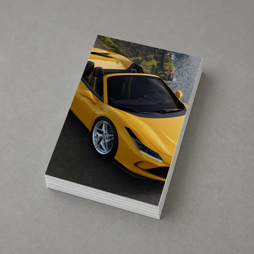 Ferrari F8 Spider Yellow Coastal Cliffside View – Postcards