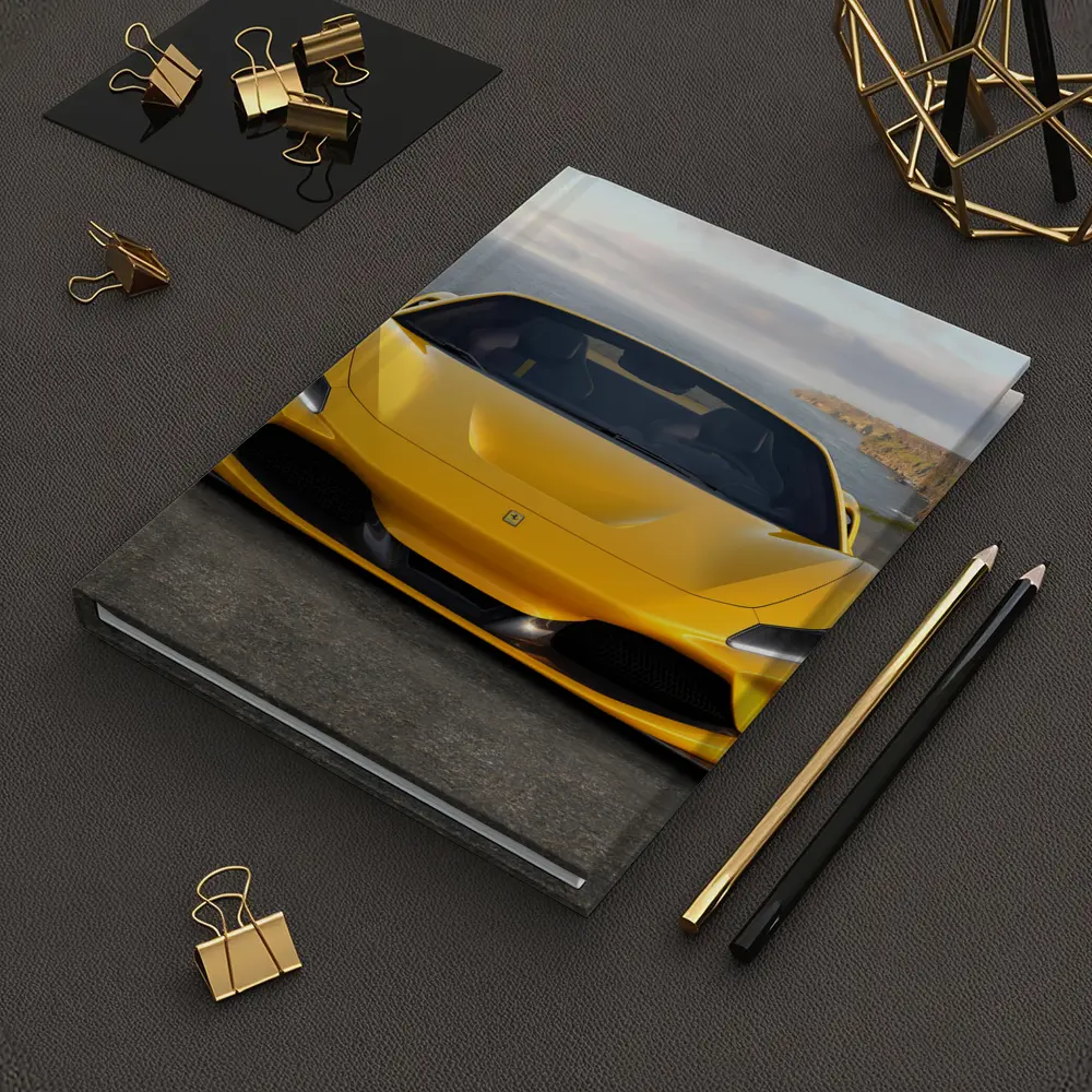 Ferrari F8 Yellow Coastal Cliffside Front View – Notebooks