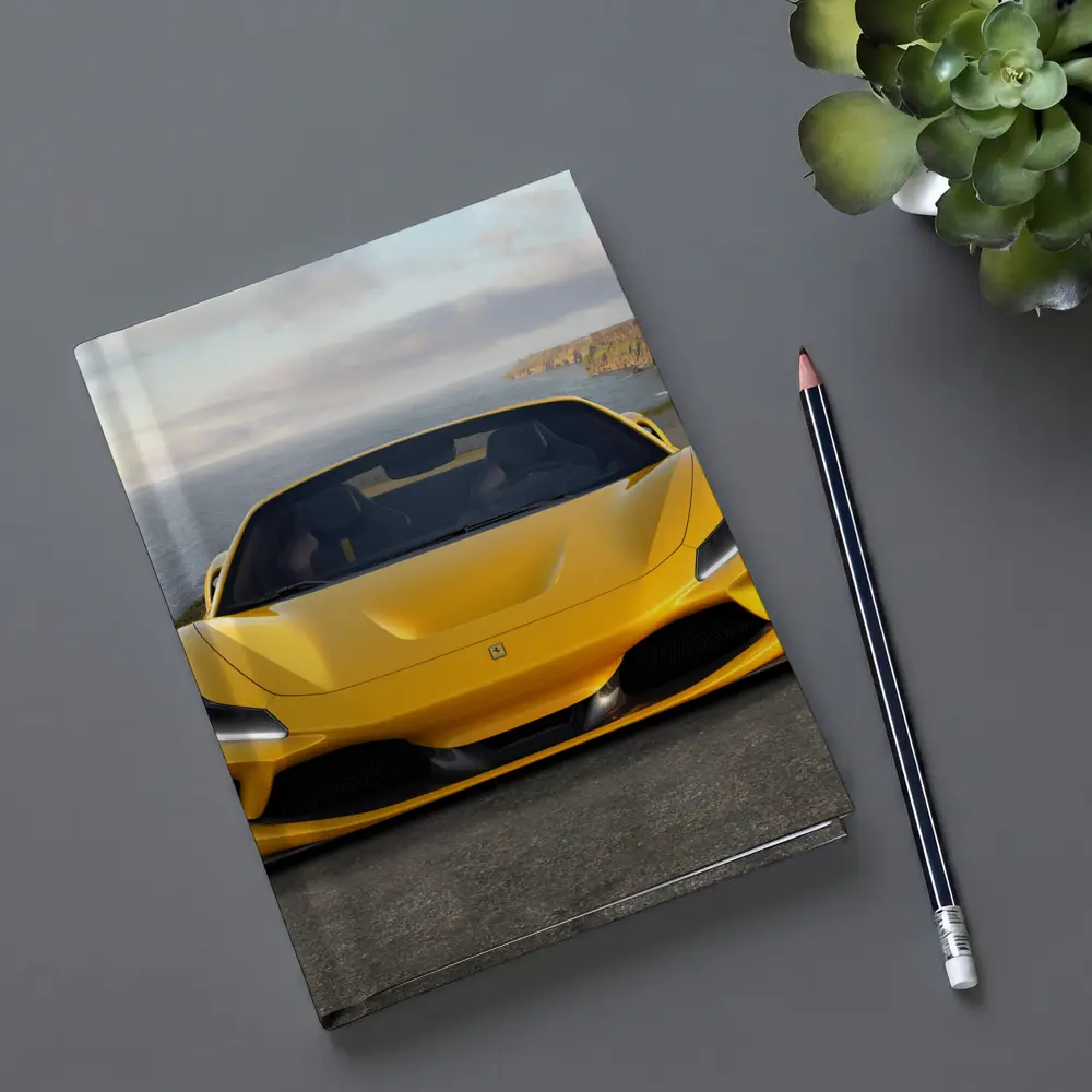 Ferrari F8 Yellow Coastal Cliffside Front View – Notebooks