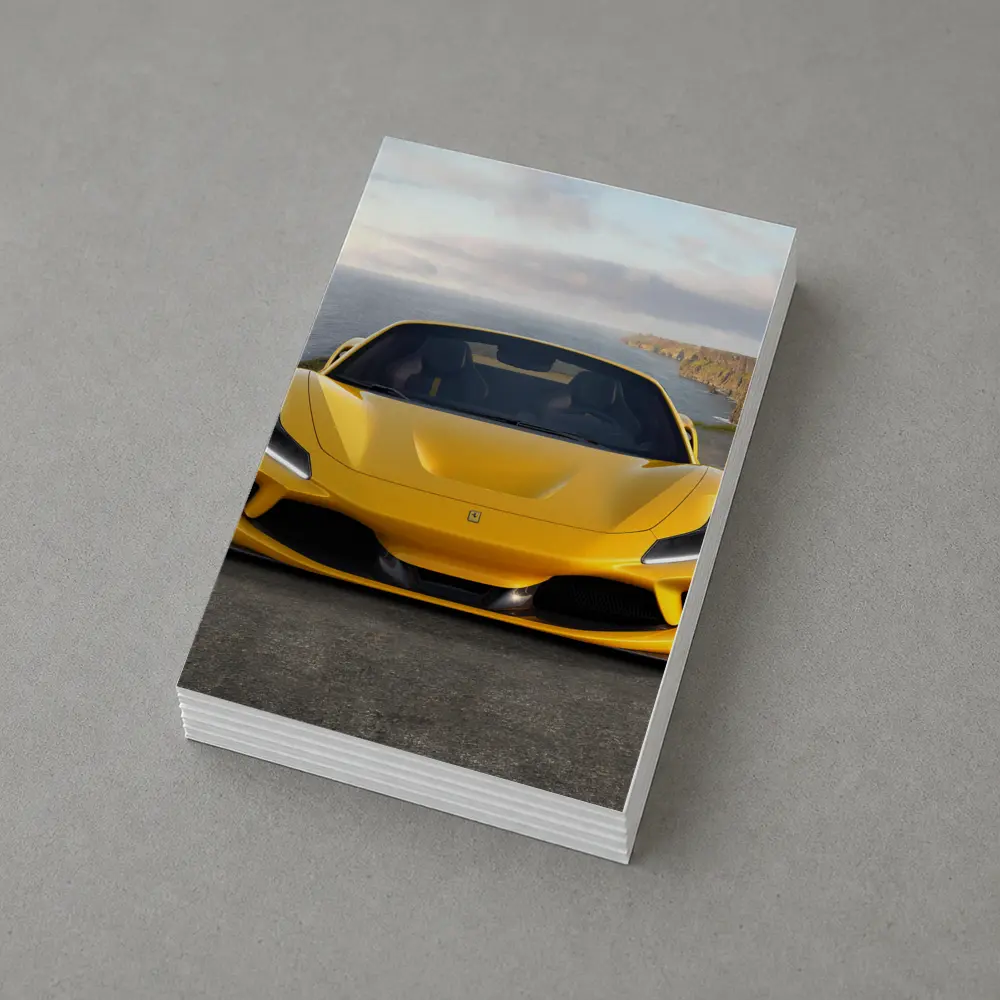 Ferrari F8 Yellow Coastal Cliffside Front View – Postcards