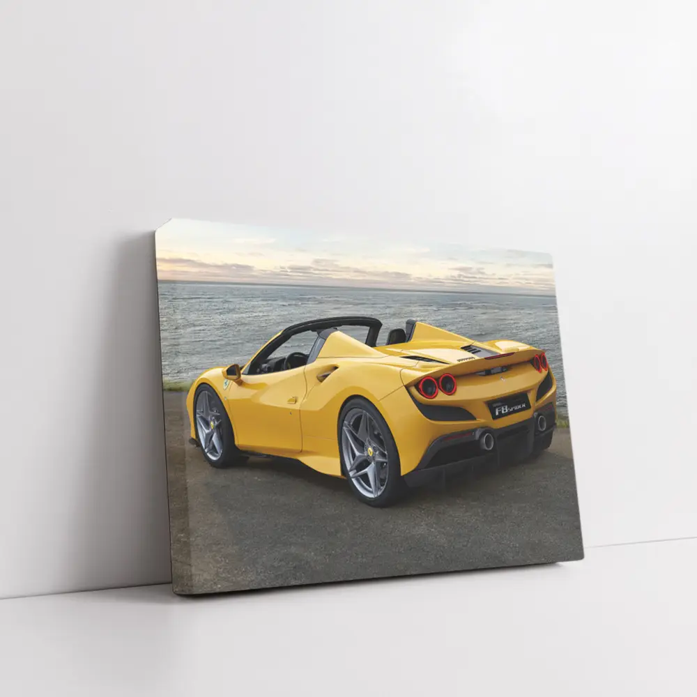 Ferrari F8 Spider Yellow Coastal View – Wall Art