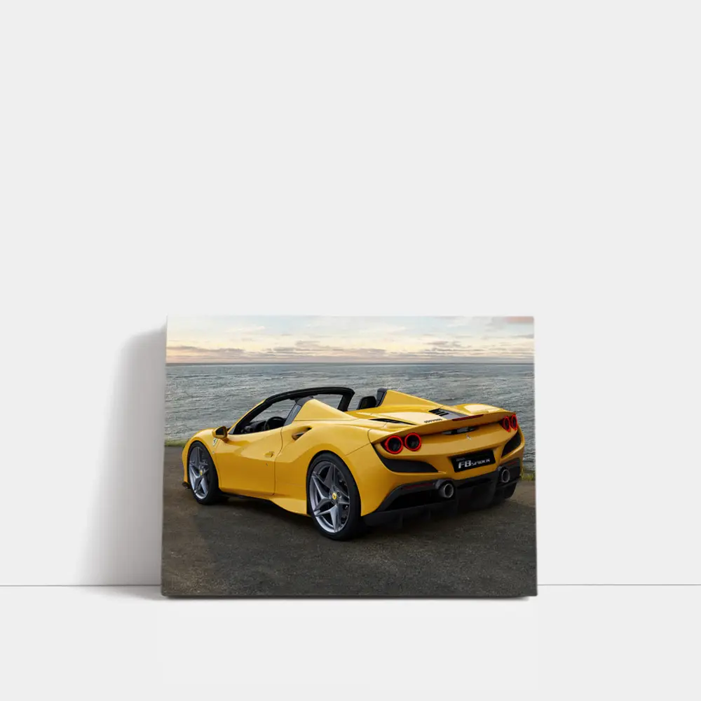 Ferrari F8 Spider Yellow Coastal View – Wall Art