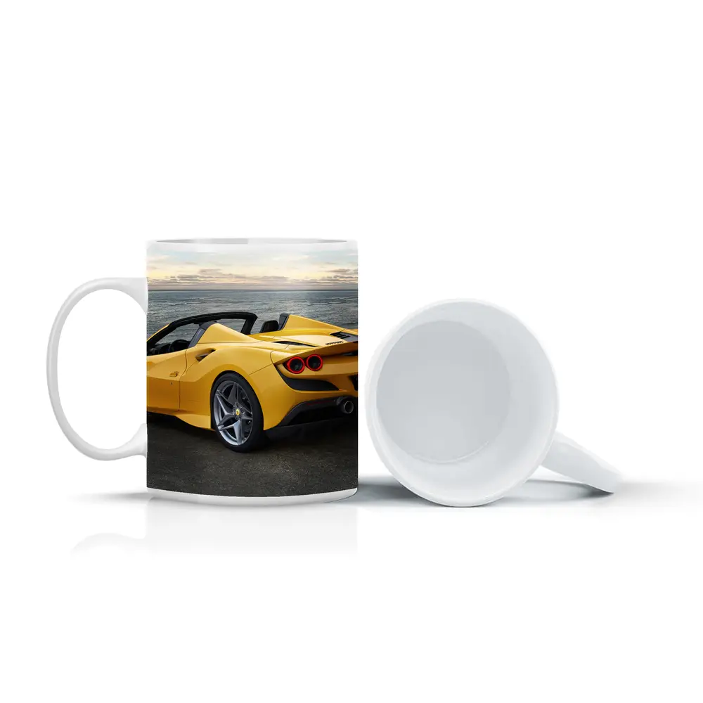 Ferrari F8 Spider Yellow Coastal View – Mugs