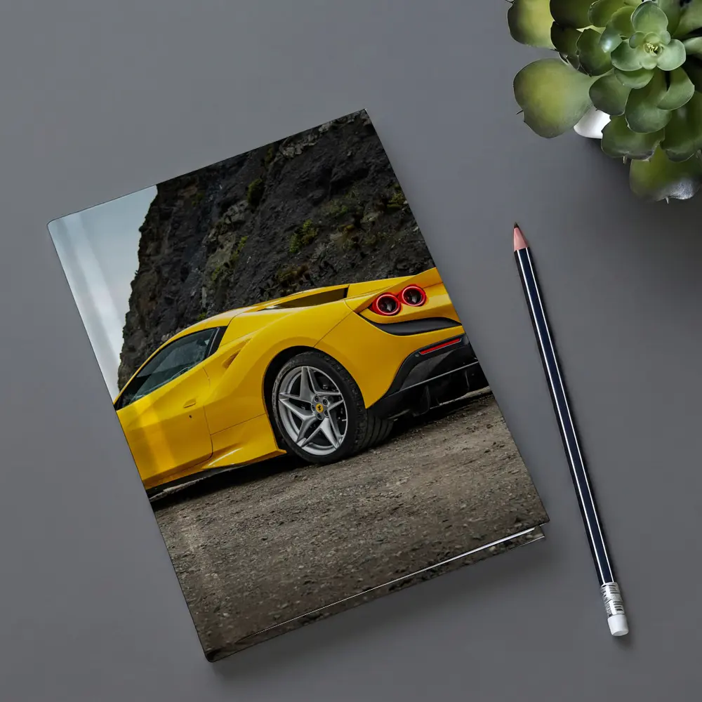 Ferrari F8 Yellow Supercar Rocky Coastal Road – Notebooks