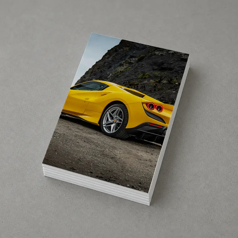 Ferrari F8 Yellow Supercar Rocky Coastal Road – Postcards