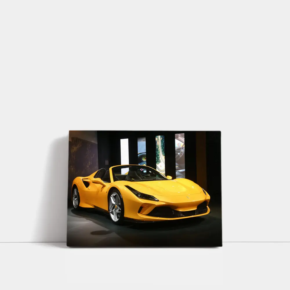 Ferrari F8 Spider Yellow Showroom Display – Wall Art