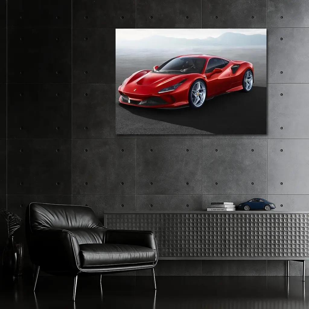 Ferrari F8 Tributo Red Mountain Background – Wall Art