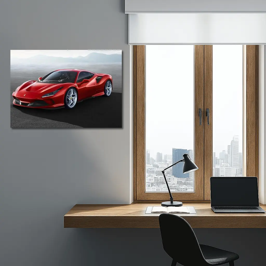 Ferrari F8 Tributo Red Mountain Background – Wall Art
