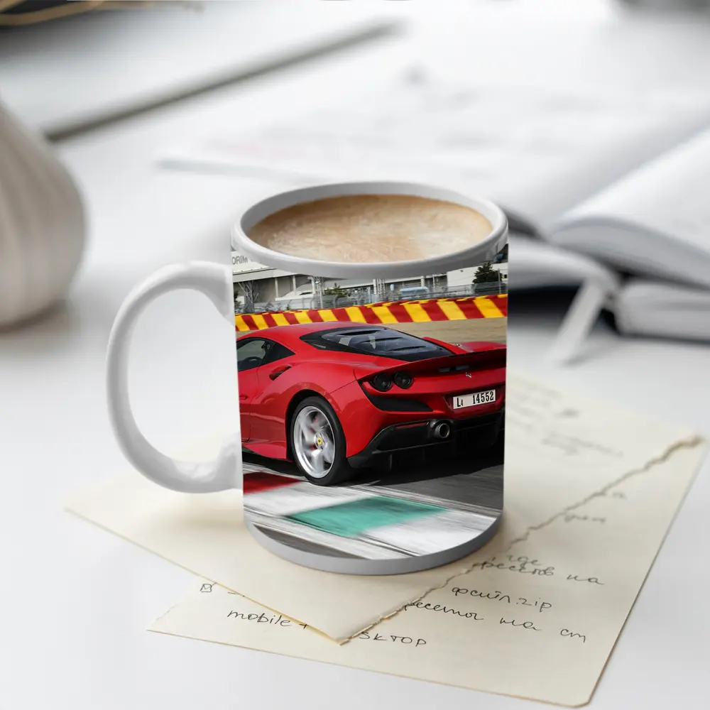 Ferrari F8 Tributo on Racing Track – Mugs