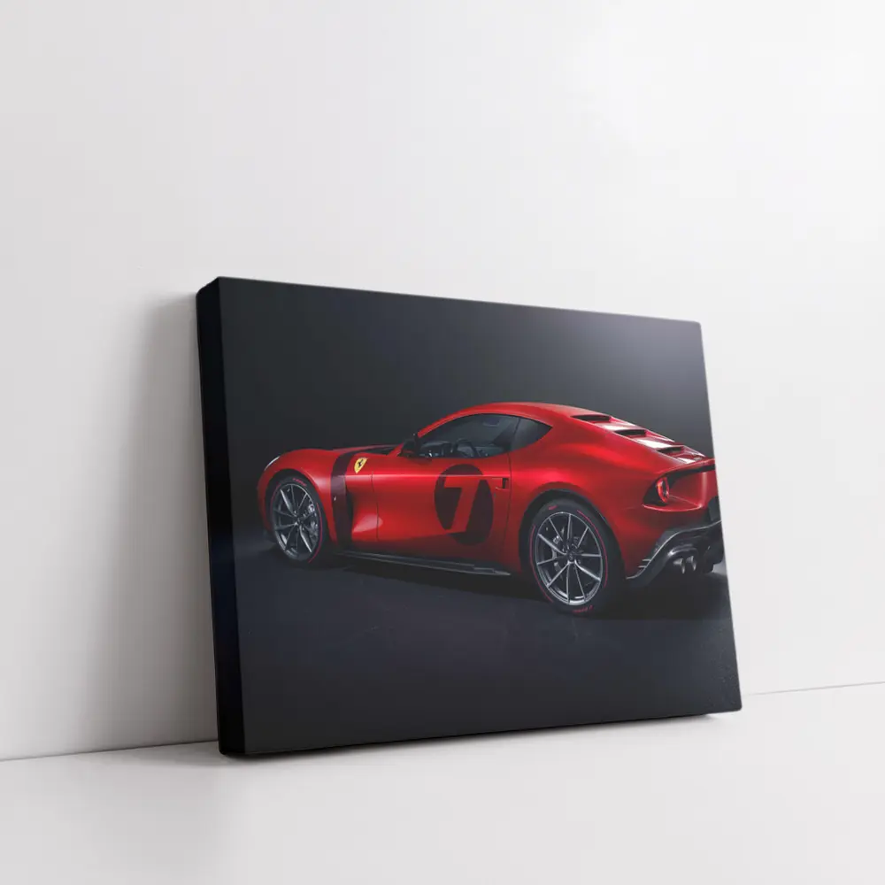 Ferrari Omologata Red Sports Car Dark Studio – Wall Art