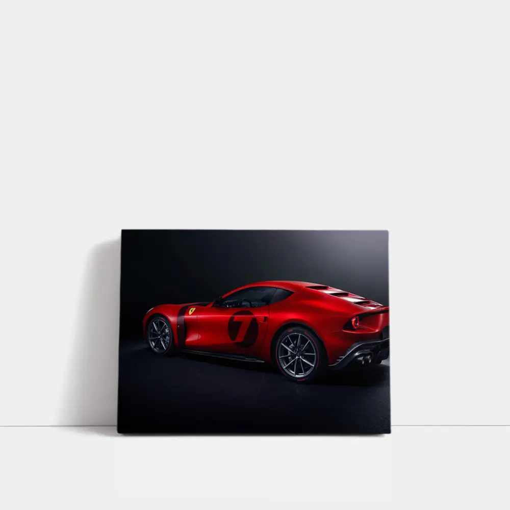 Ferrari Omologata Red Sports Car Dark Studio – Wall Art