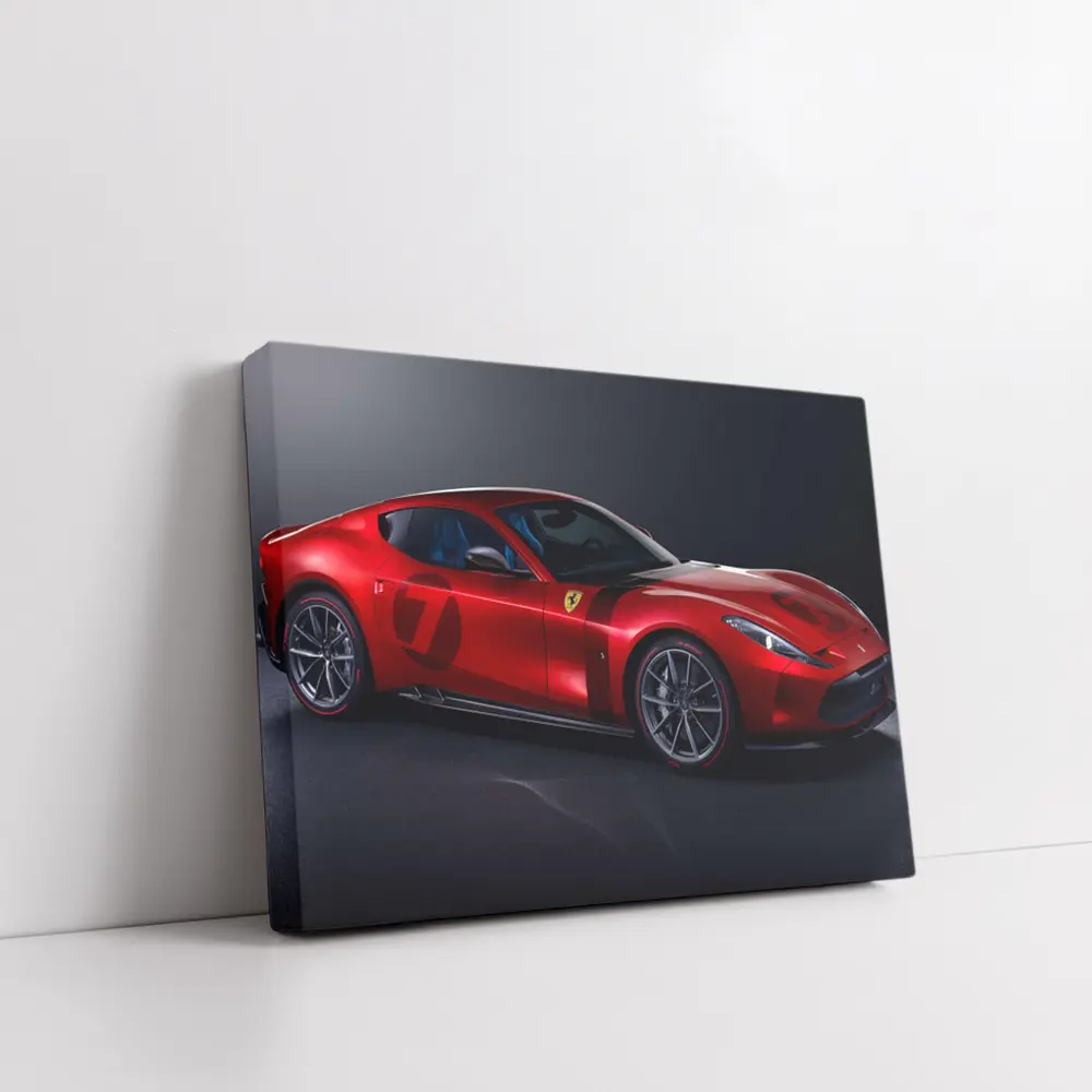 Ferrari Omologata Red Sports Car Dark Studio – Wall Art