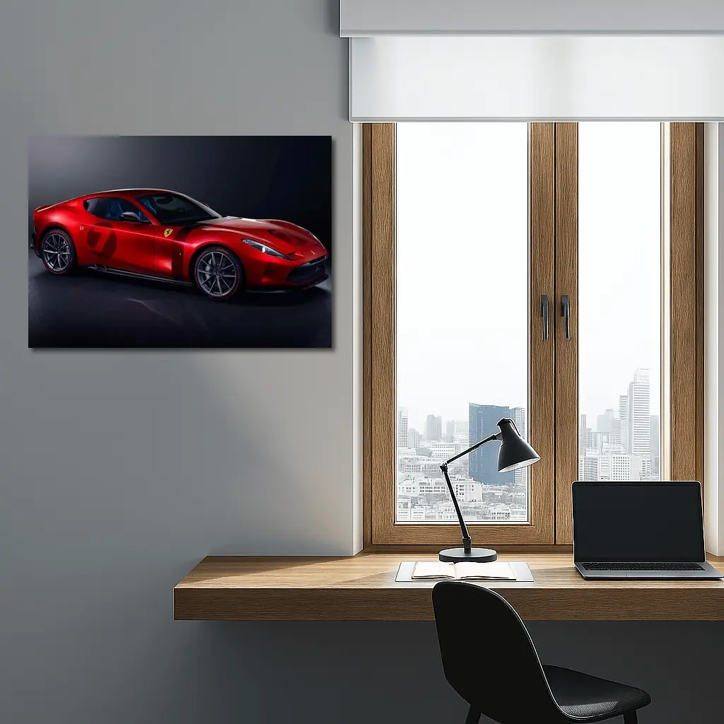Ferrari Omologata Red Sports Car Dark Studio – Wall Art