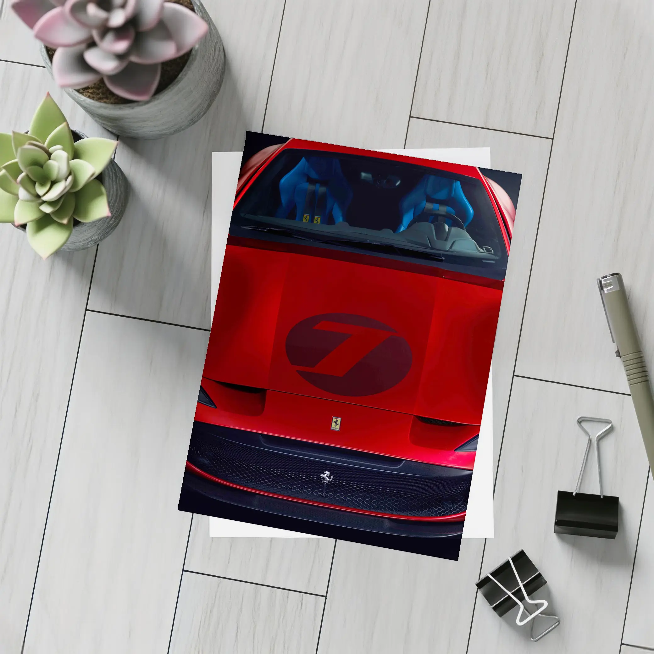 Ferrari Omologata Red Supercar Dark Studio – Postcards