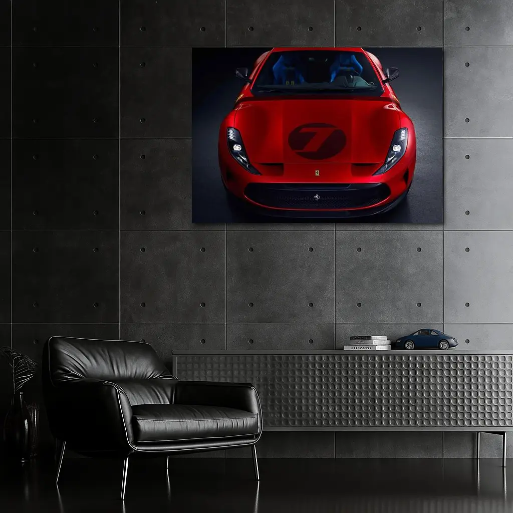 Ferrari Omologata Red Supercar Dark Studio – Wall Art