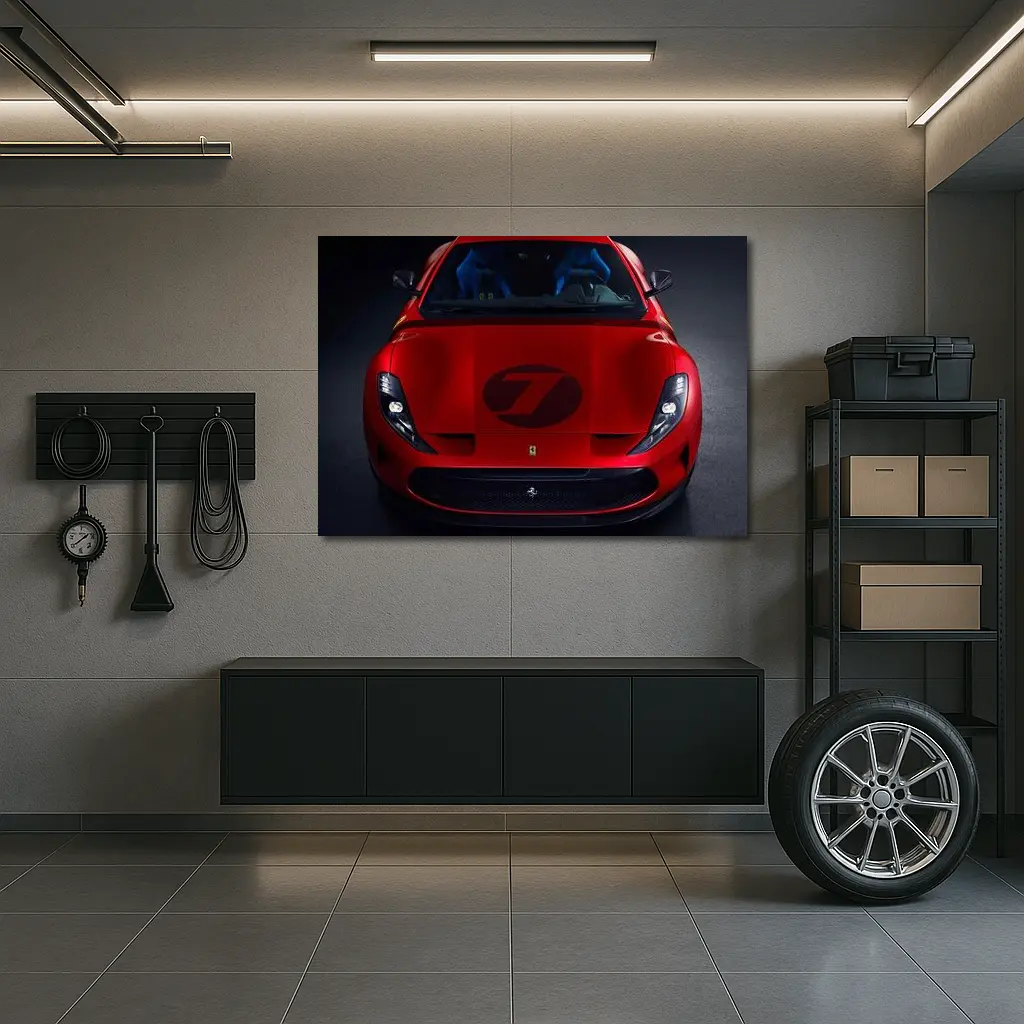 Ferrari Omologata Red Supercar Dark Studio – Wall Art